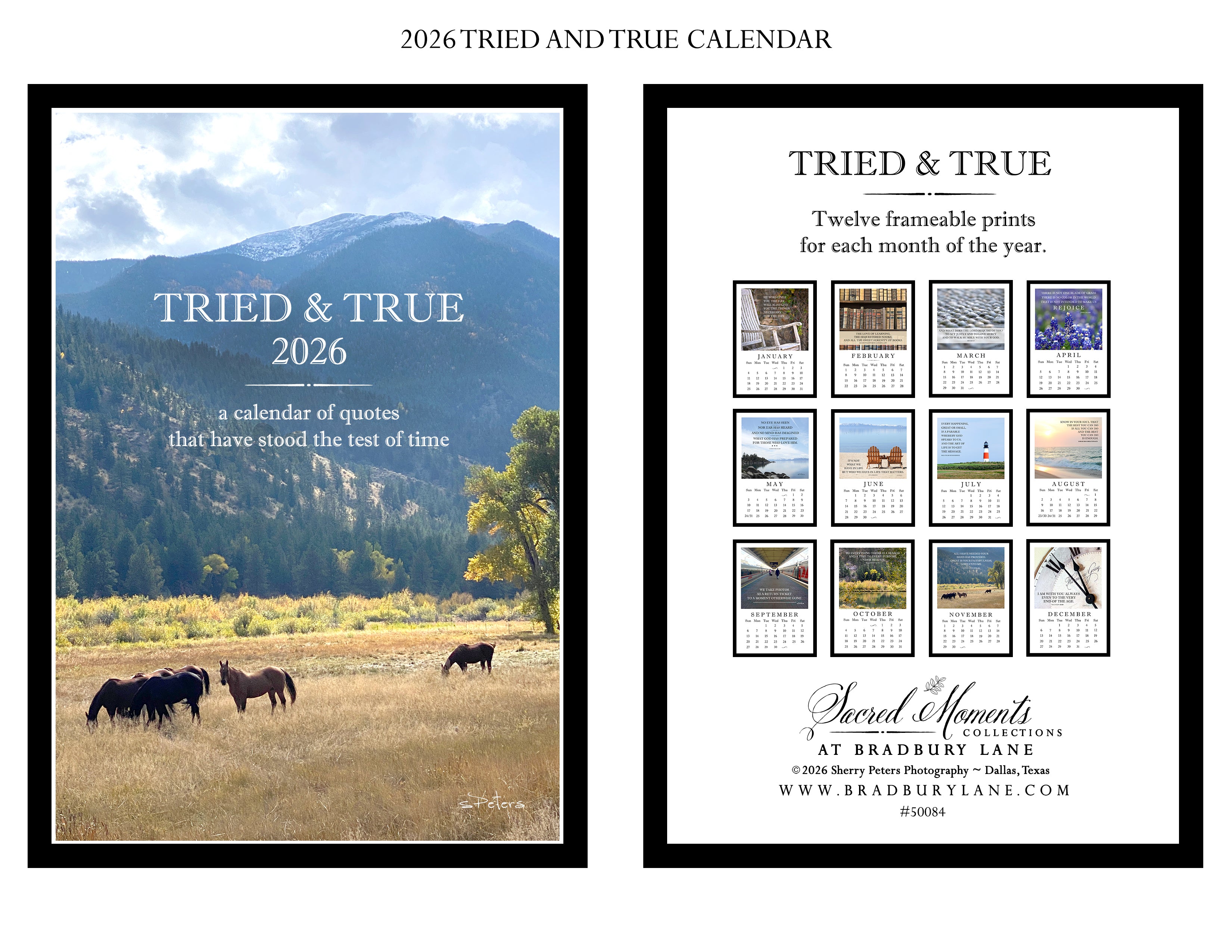 2026 Tried and True Calendar with 5x7 Acrylic Easel Frame