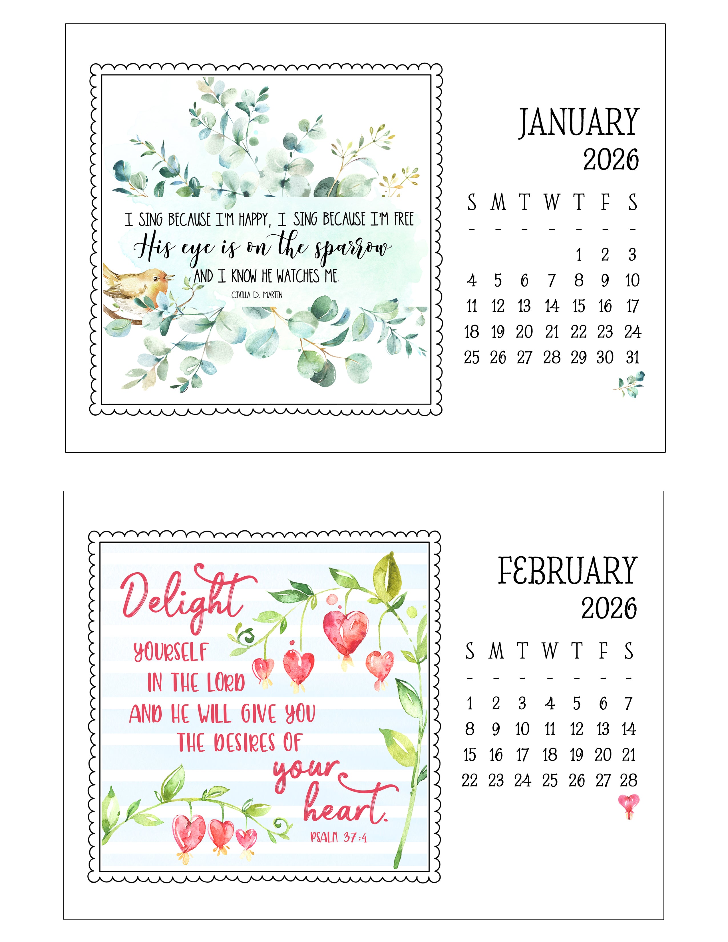 2026 Little Lifts Calendar with Gold Easel