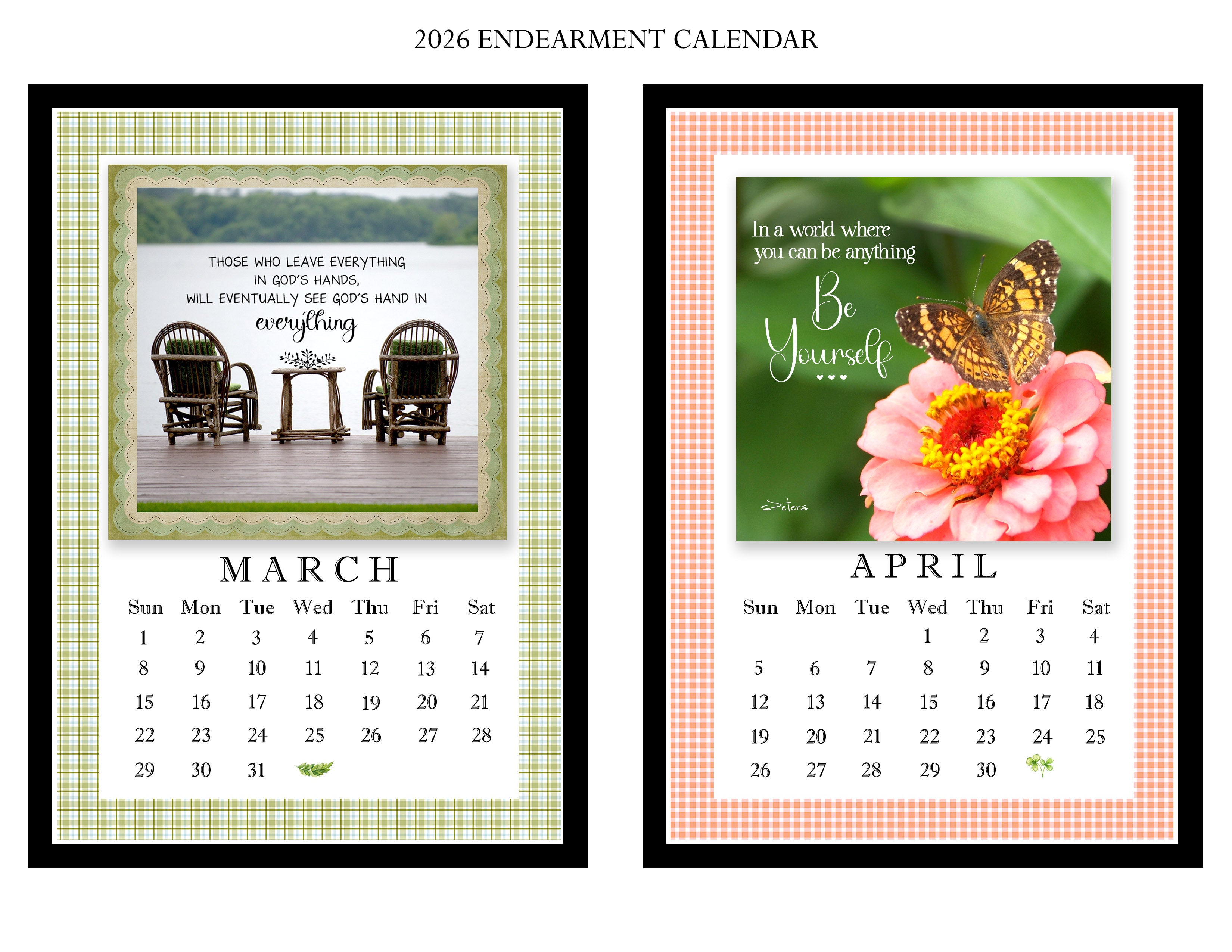 2026 Endearment Calendar with 5x7 Acyrlic Easel Frame