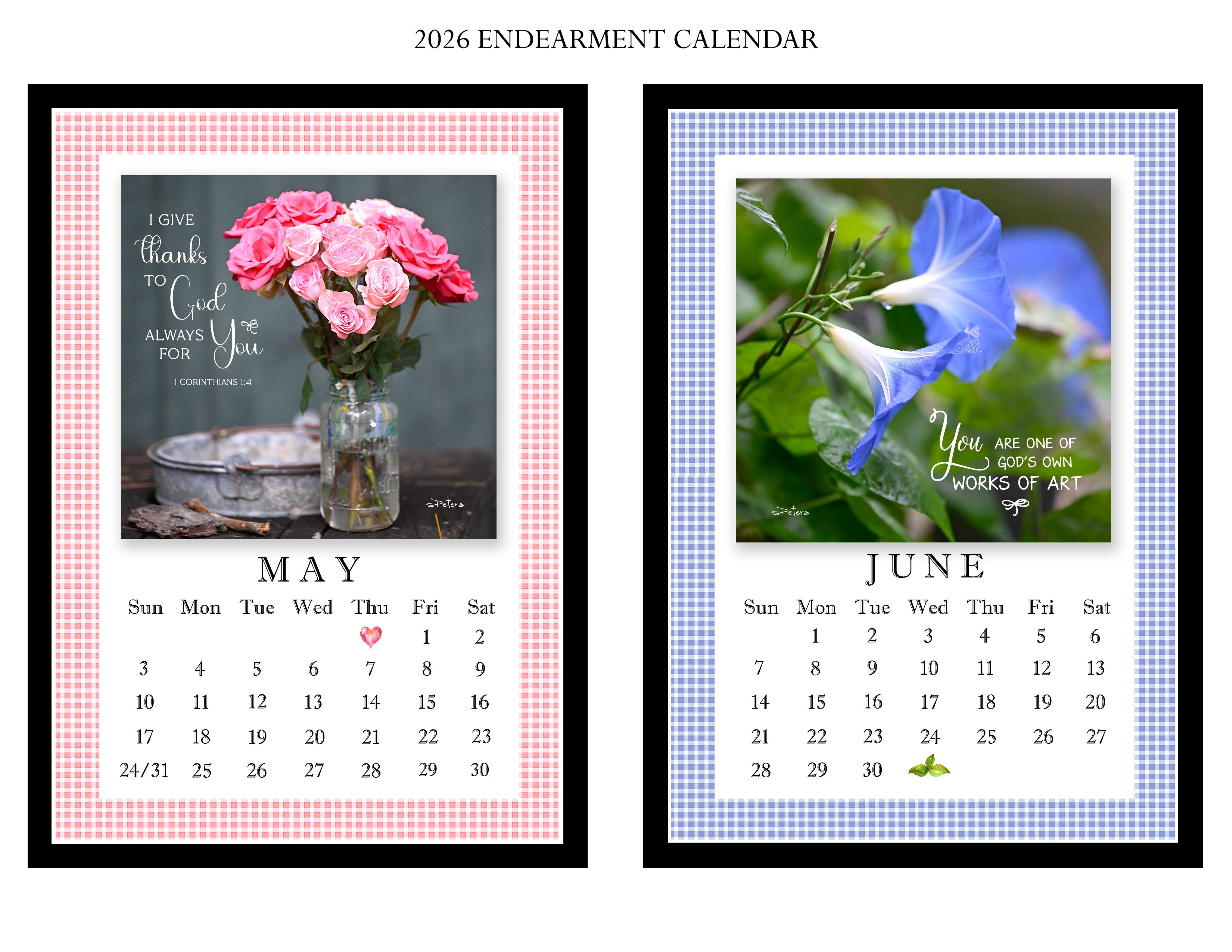 2026 Endearment Calendar with 5x7 Acyrlic Easel Frame