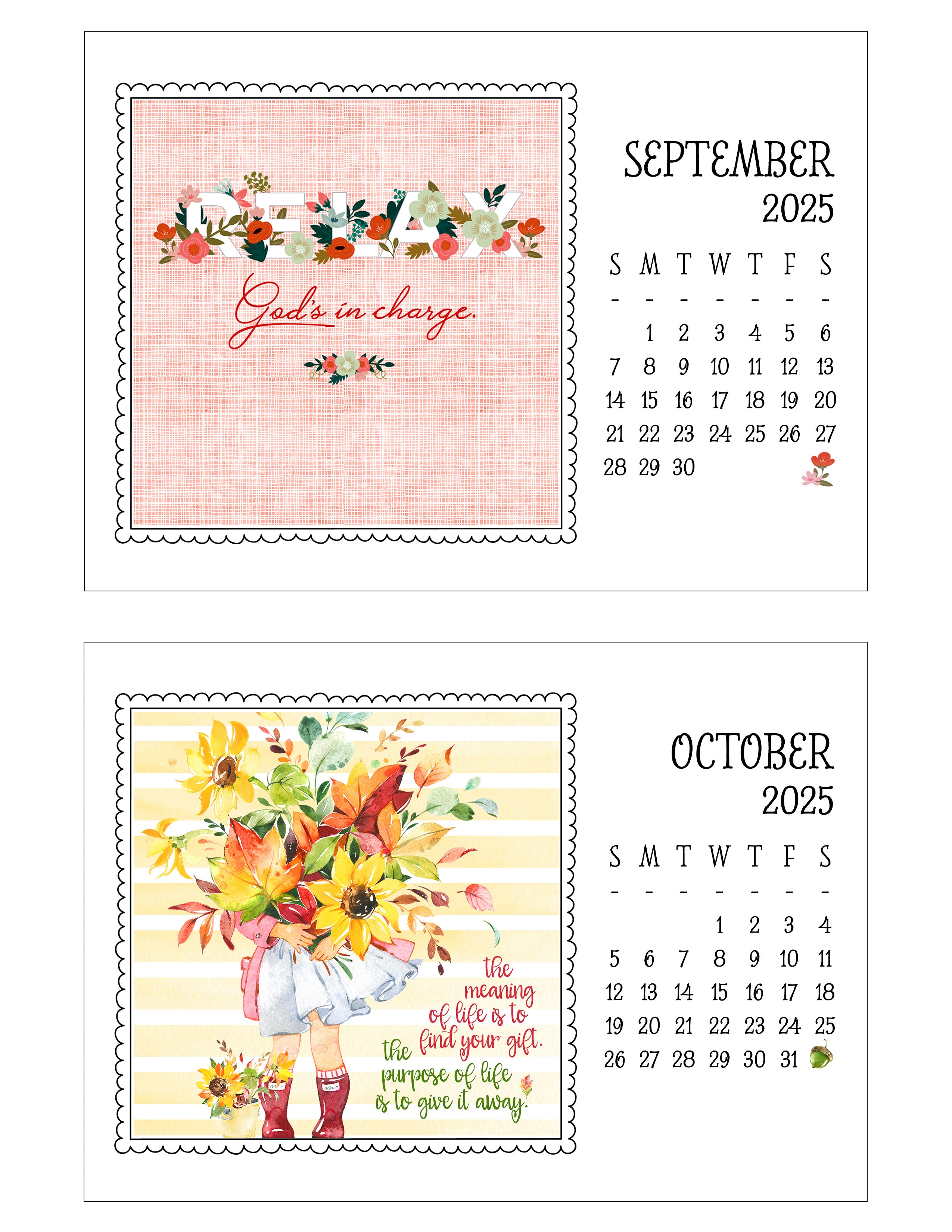 2025 Little Lift Calendar with Easel