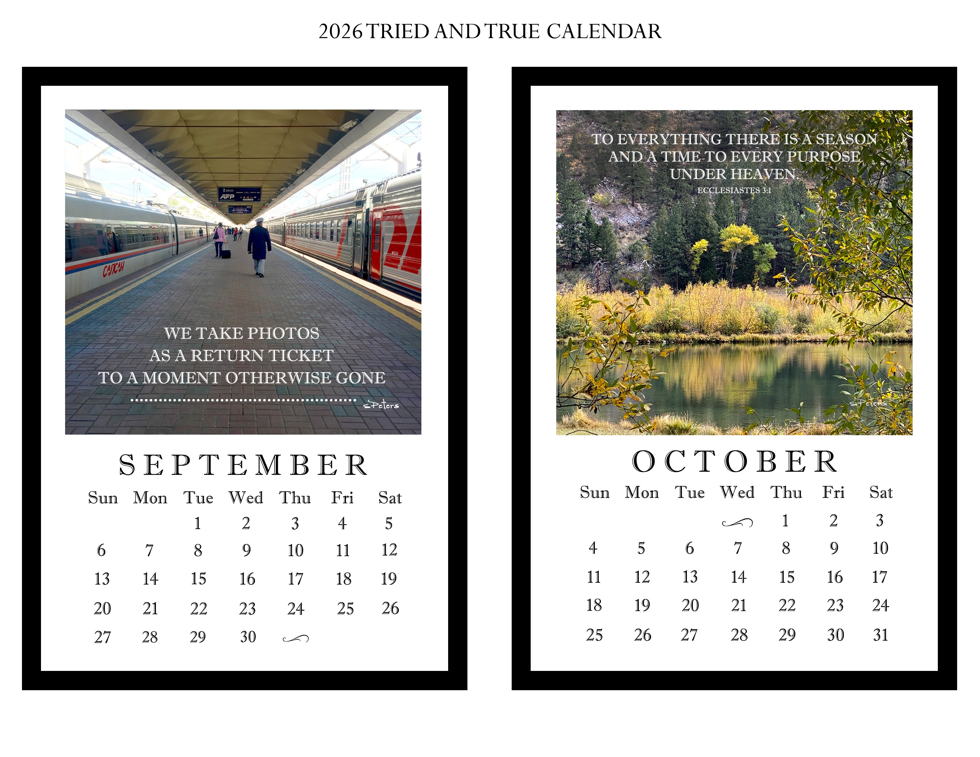 2026 Tried and True Calendar with 5x7 Acrylic Frame