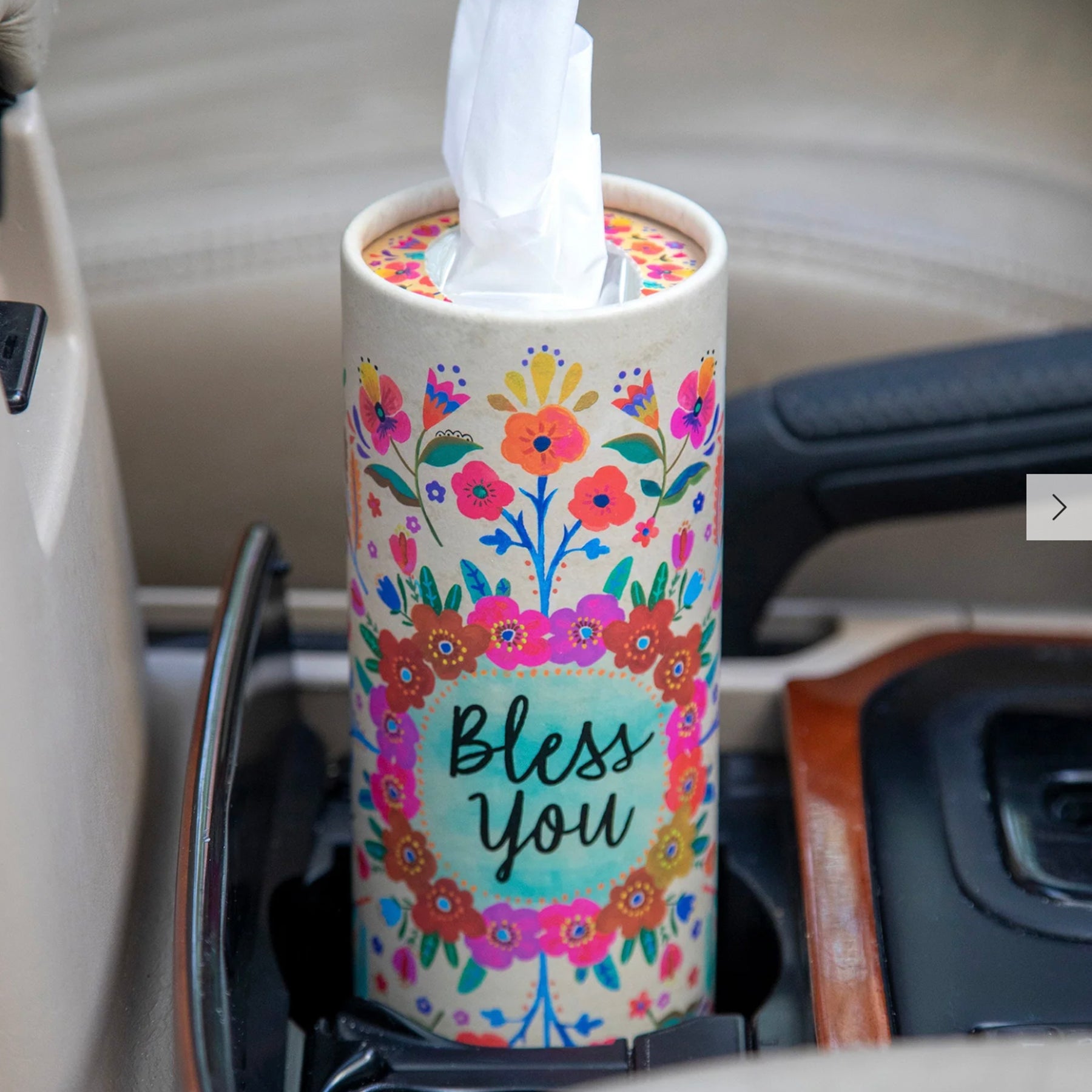 Car Tissue: Bless You Cream Floral