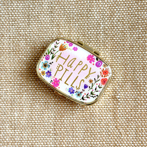 Pill Box: Happy Pills PInk Floral