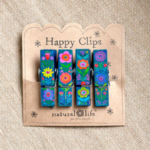 Happy Clips Navy Folk Flower