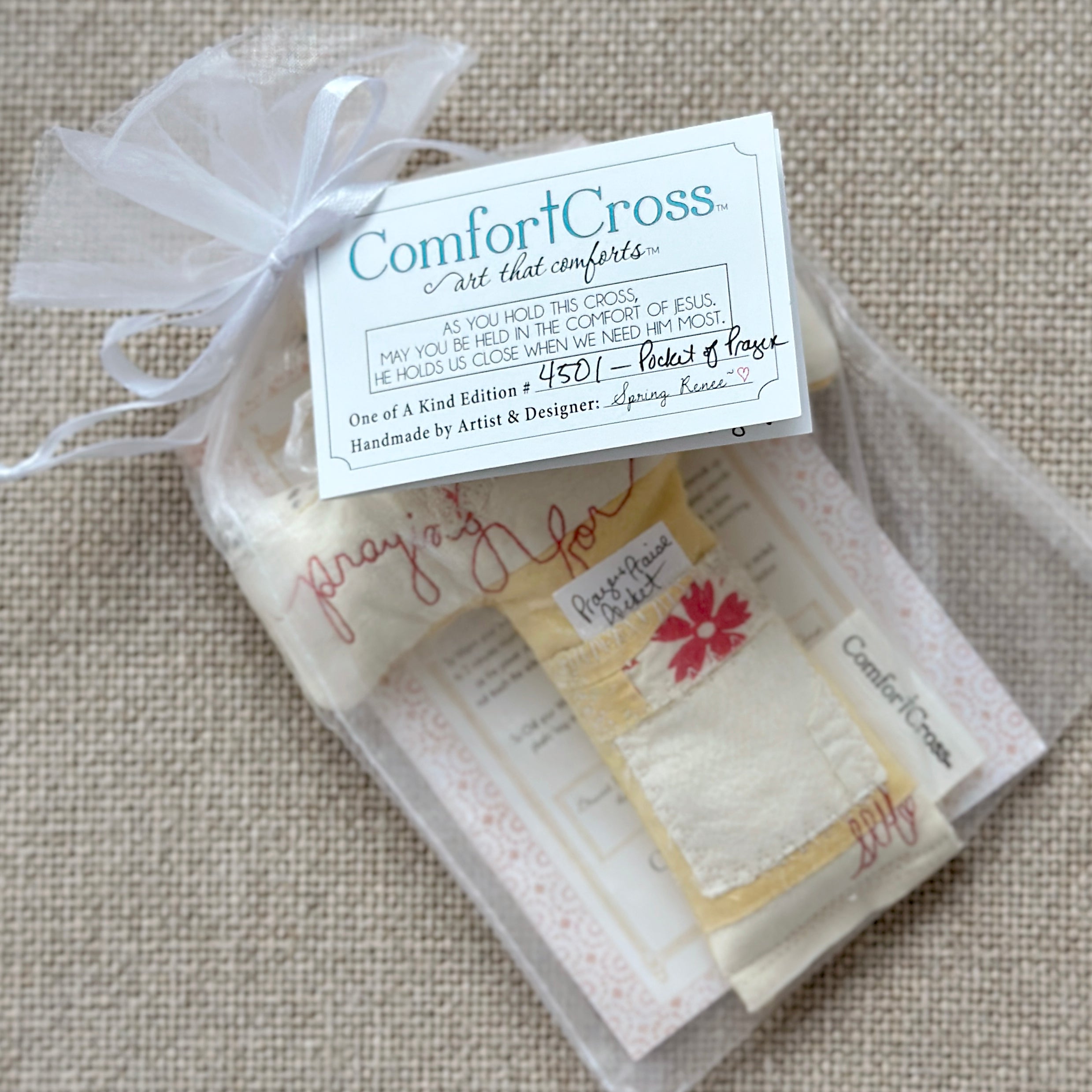 Comfort Cross with Prayer Pocket-Pocket of Prayer (I Peter 3:12) Lavender Scent