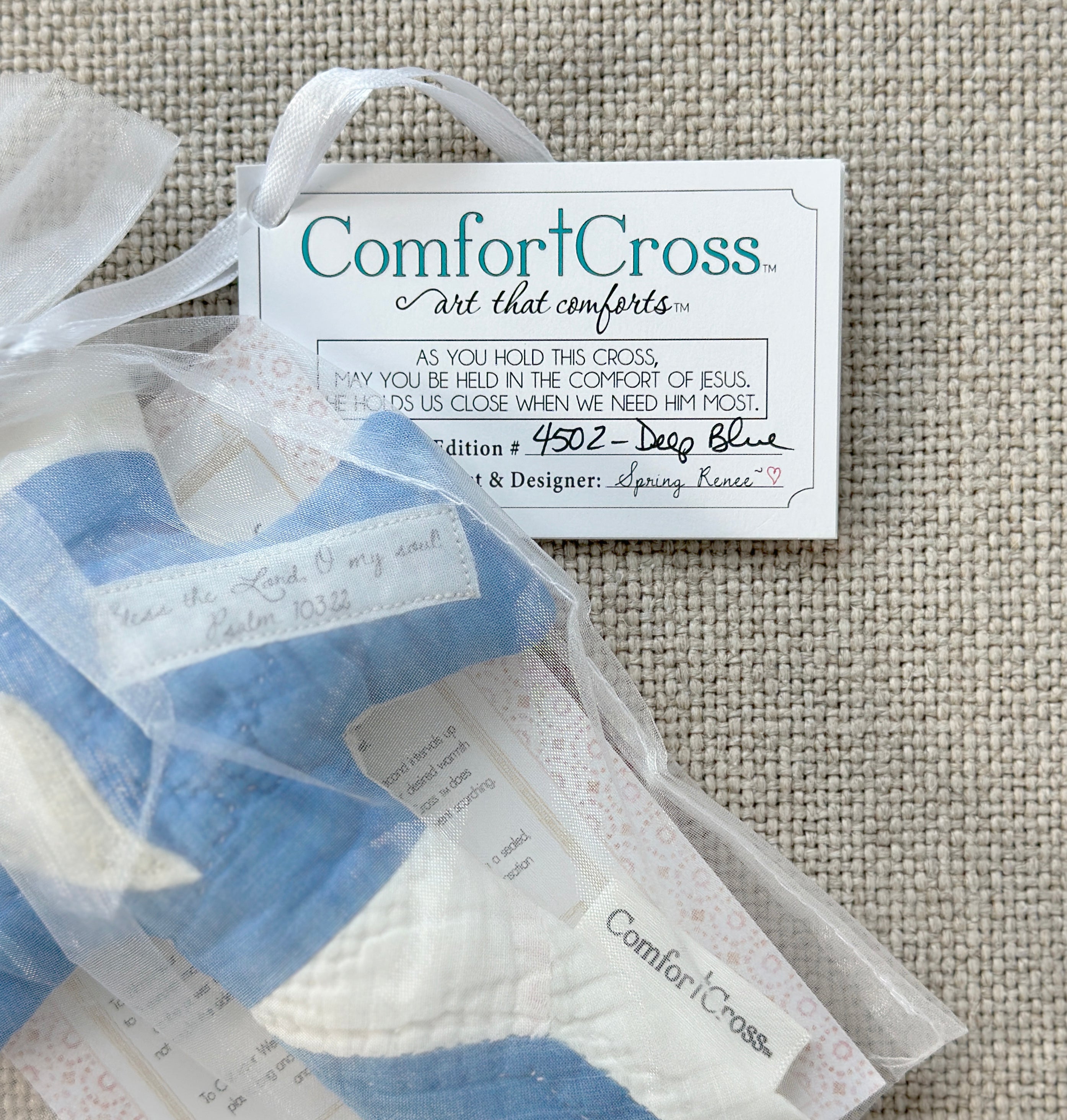 Comfort Cross-Deep Blue (Psalm 103:22) Lavender Scent