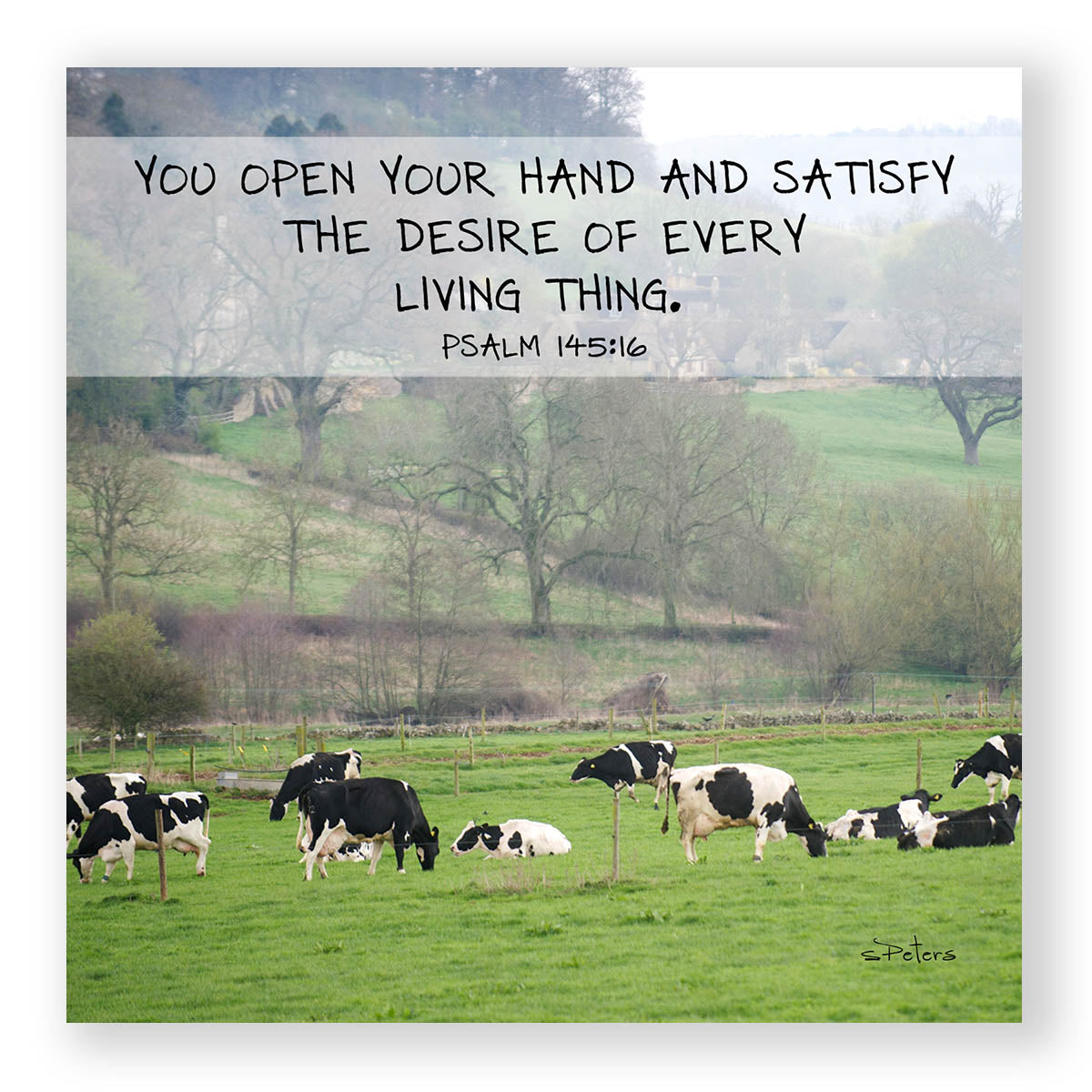 Psalm 145:16 - English Dairy Frameable Print
