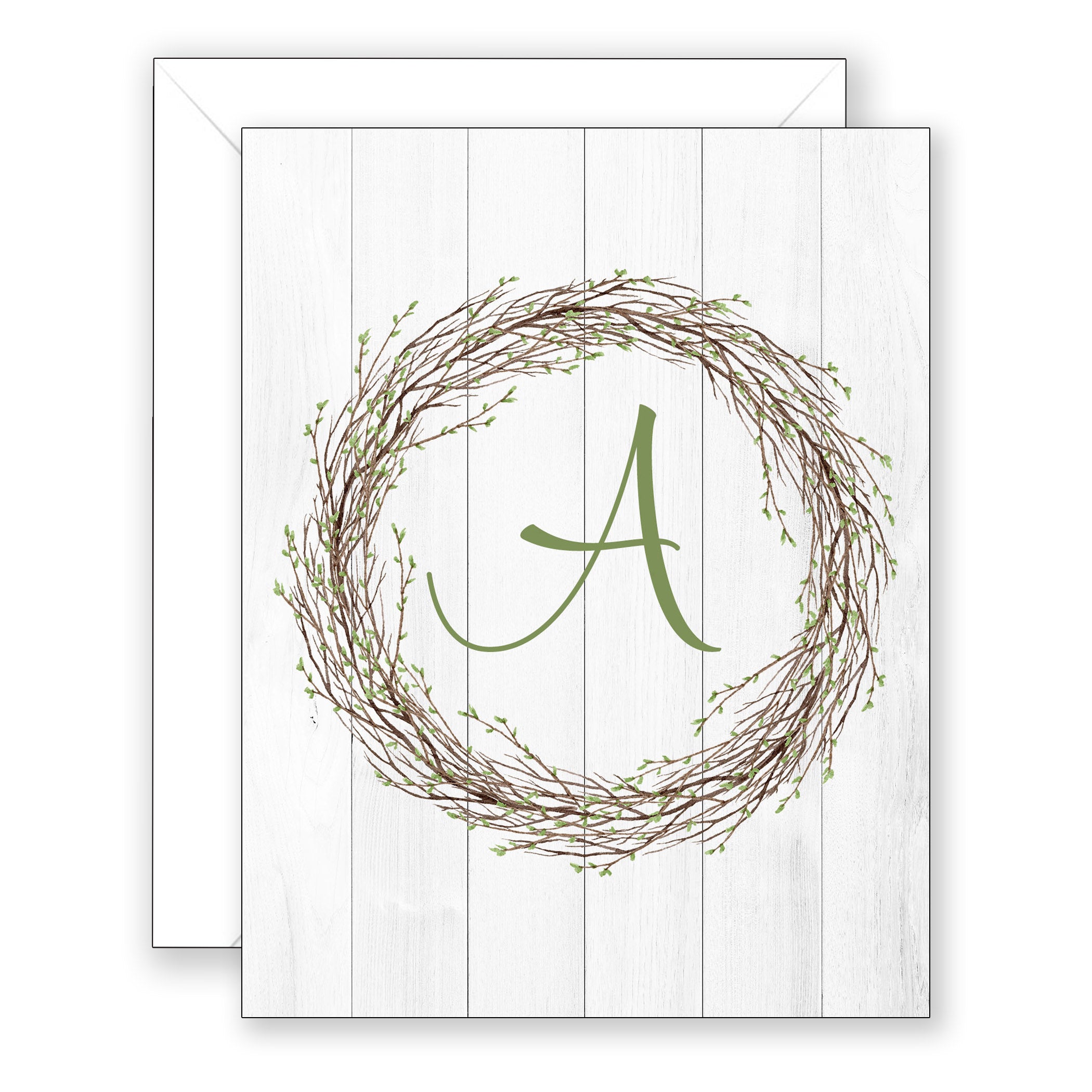 Becky Spring Wreath Initials Folded Boxed Notes