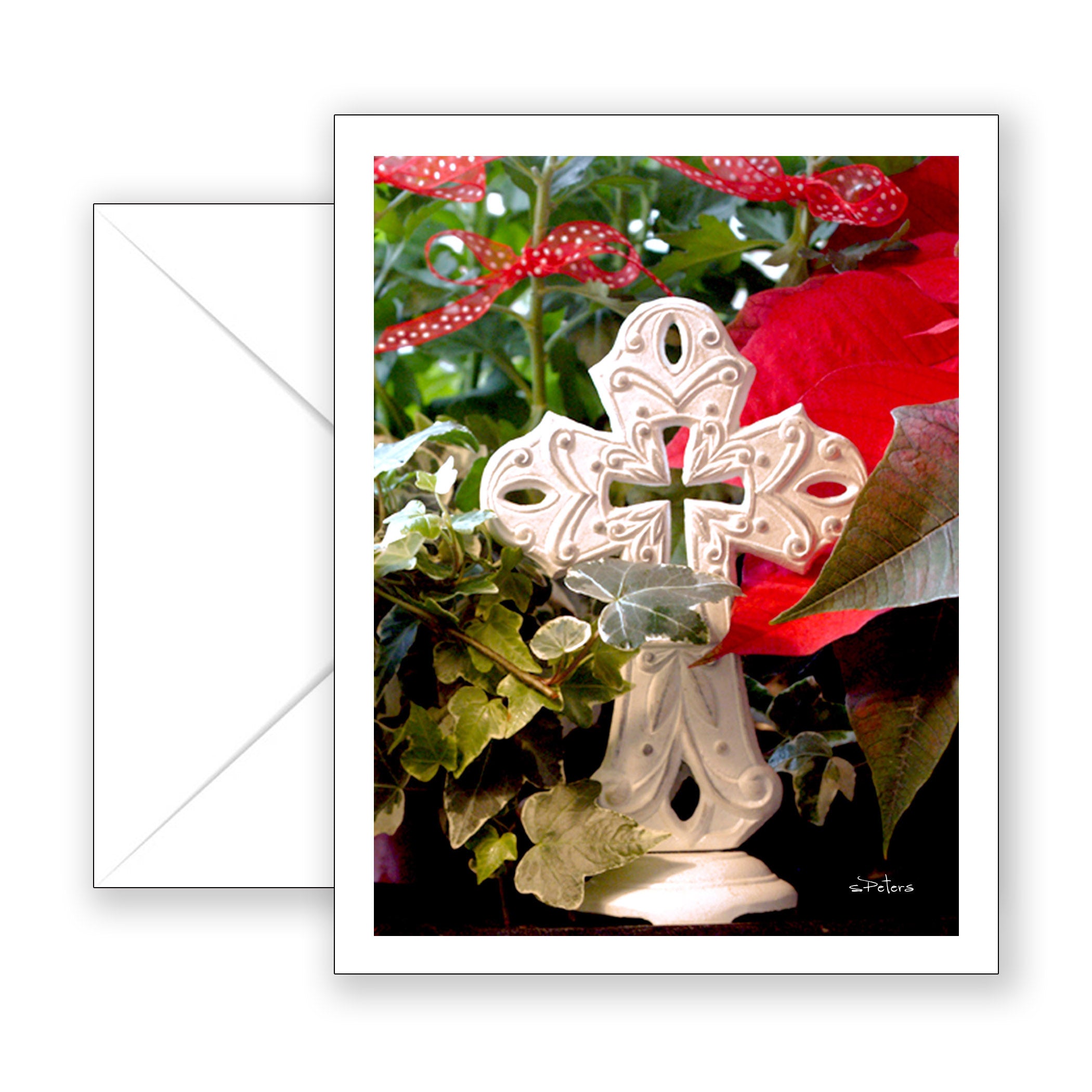 Christmas Cross Notecard - Blank Art Card