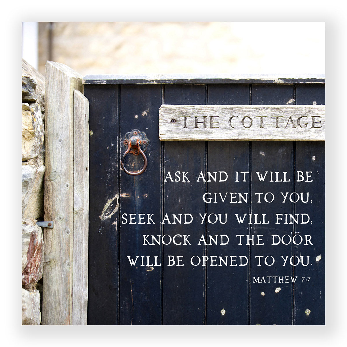 Cottage Gate (Matthew 7:7) - Mini Print