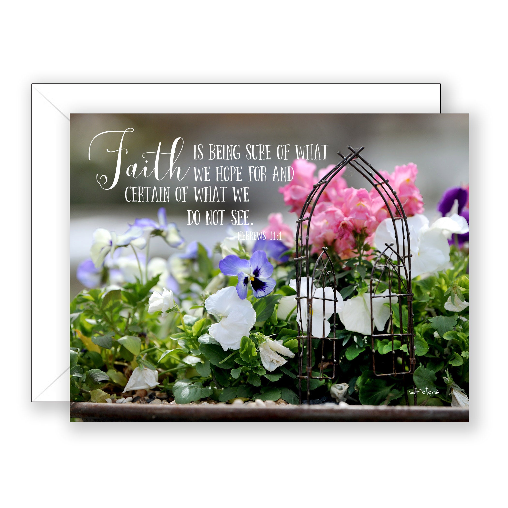 Faith and Flowers (Hebrews 11:1) - Encouragement Card (Blank)