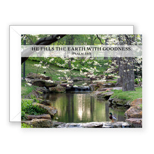 Peaceful Pond (Psalm 33:5) - Encouragement Card (Blank)