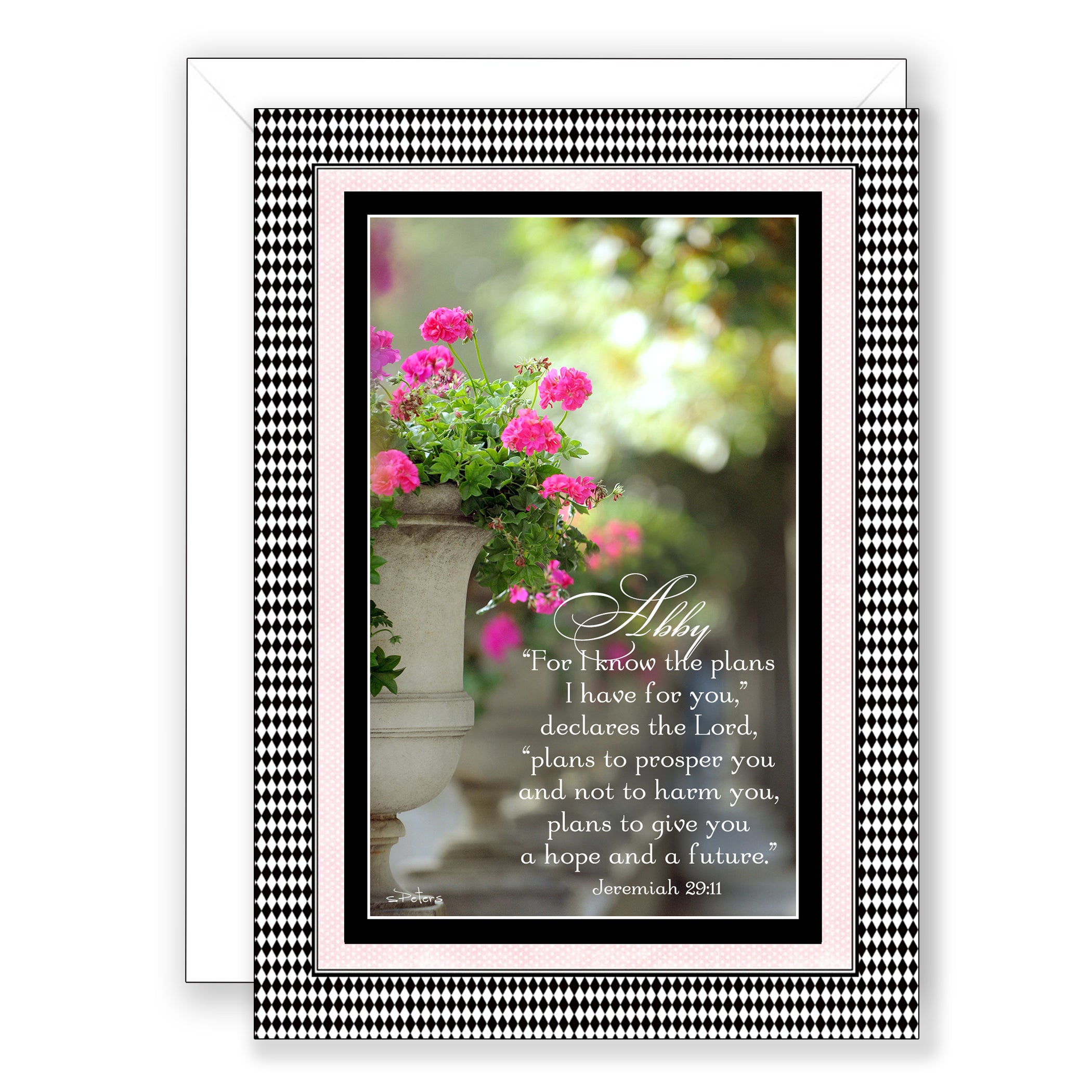 French Geraniums (Jeremiah 29:11) - Personalized Personalized New Beginnings/Graduation/Retirement Card Card