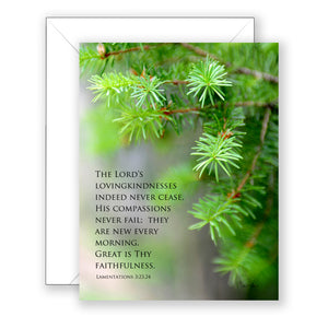 Fresh Pine (Lamentations 3:22-23) - Encouragement Card (Blank)