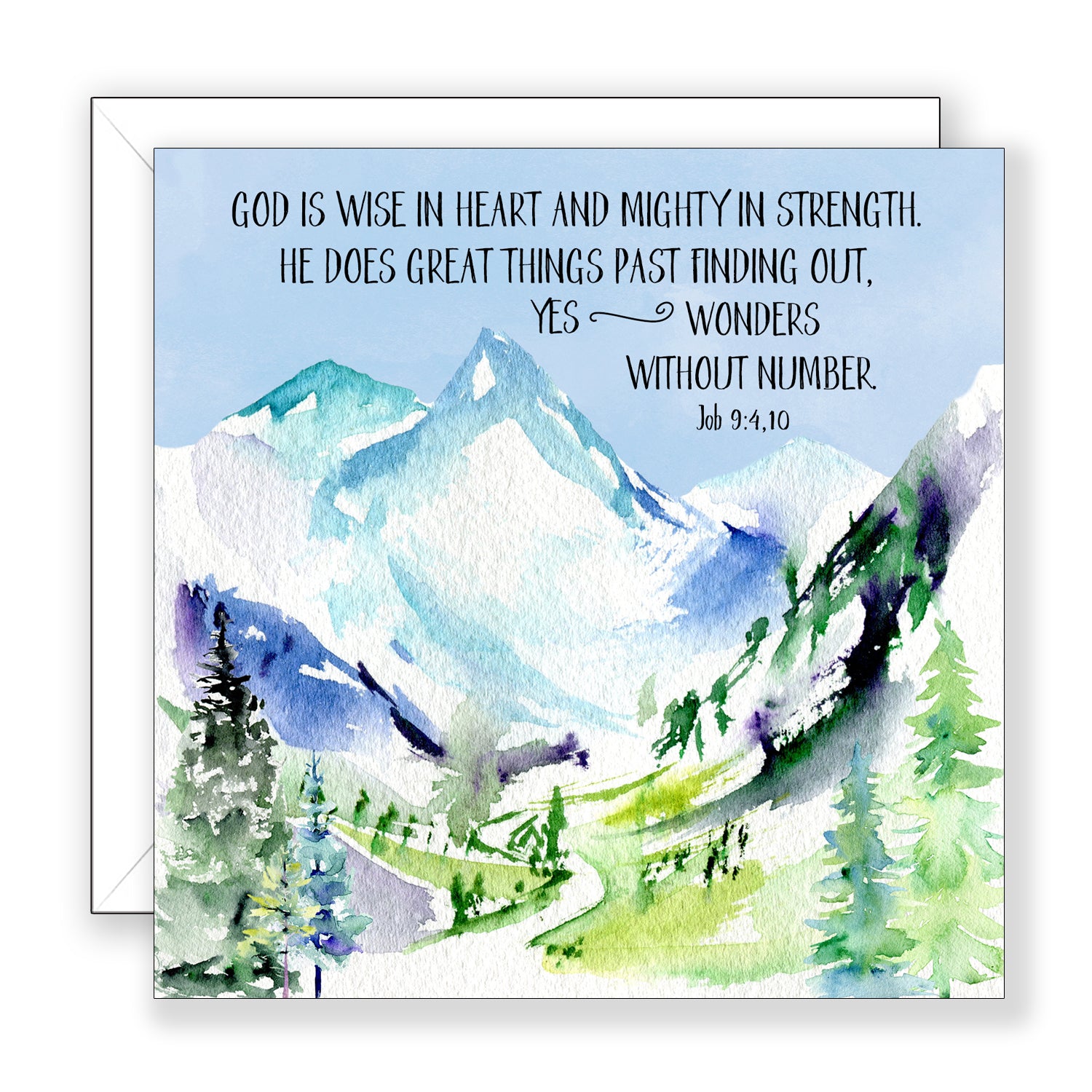 God Is Wise In Heart (Job 9:4,10) - Encouragement Card