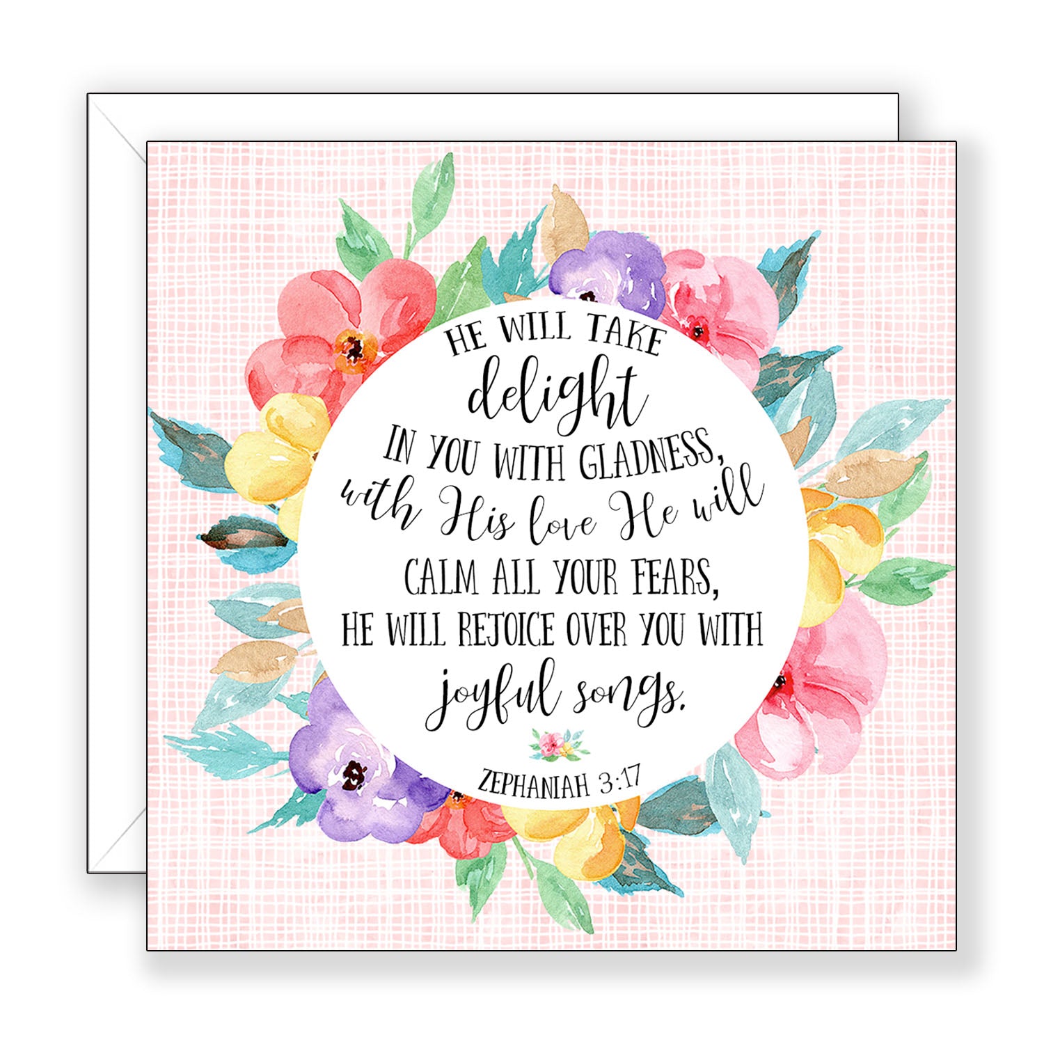 He Will Take Delight (Zephaniah 3:17) - Encouragement Card