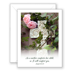 High Hopes Roses w/ Cross (Isaiah 66:13) - Sympathy Card