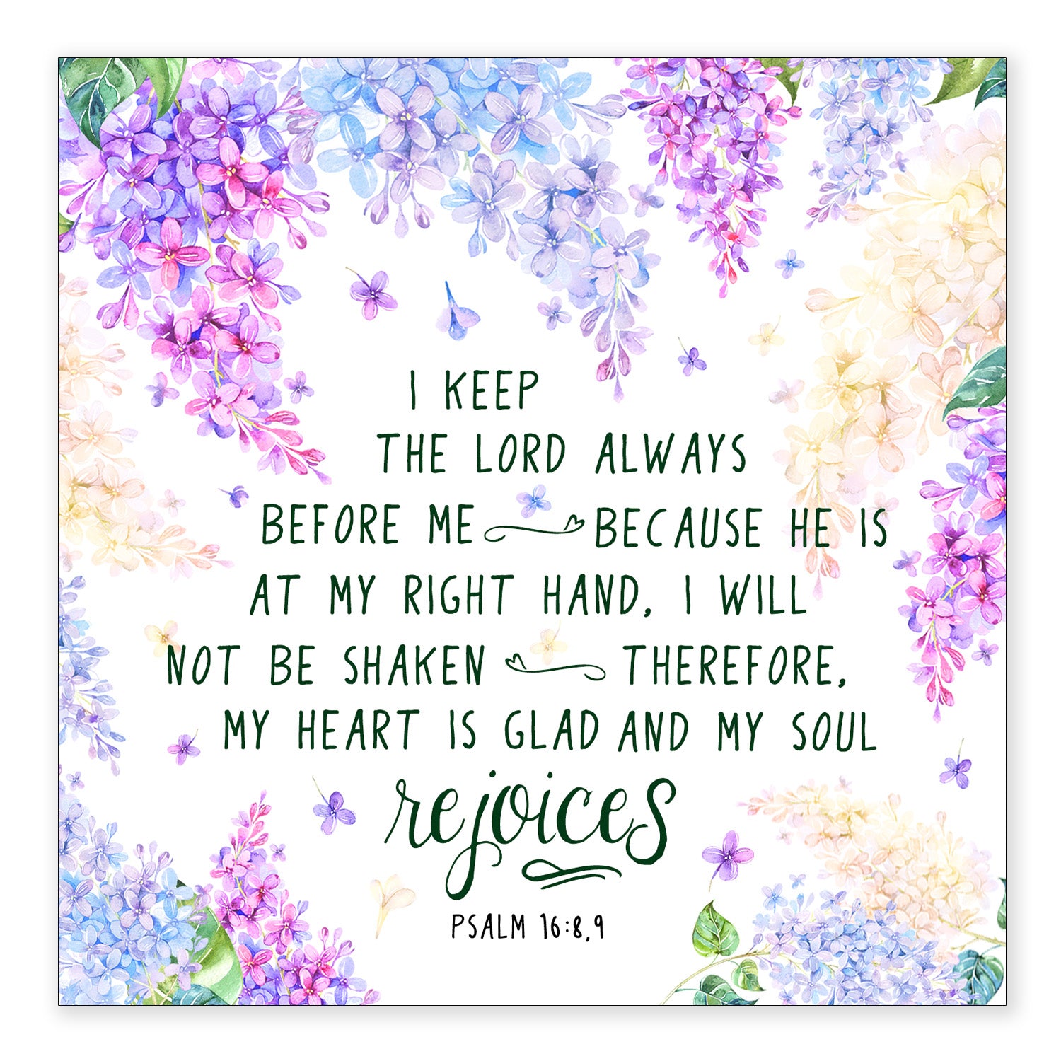 I Keep The Lord (Psalm 16:8,9) - Mini Print