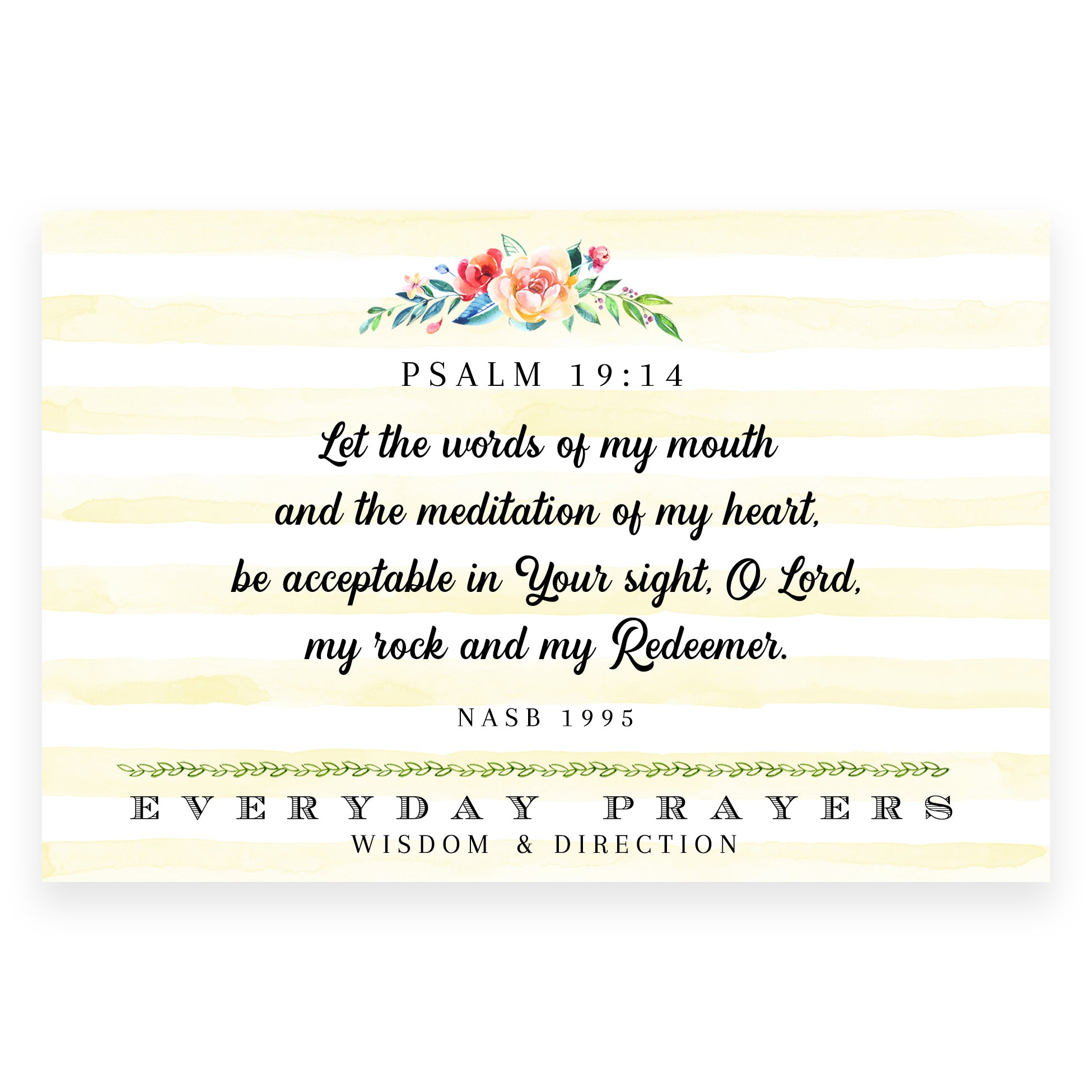 Let The Words Of My Mouth (Psalm 19:14) - Everyday Prayer Card