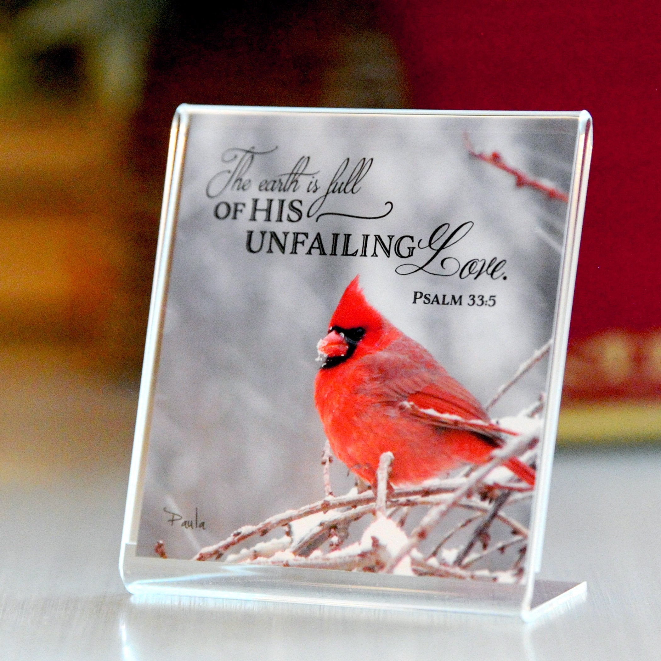 Paula's Redbird (Psalm 33:5) - Framed Mini Print