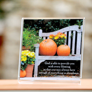 Pumpkin Bench (II Corinthians 9:8) - Framed Mini Print