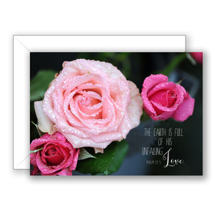 Raindrops on Roses (Psalm 33:5) - Valentines Day Card