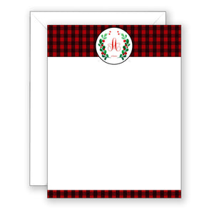 Red Berry Check Initial Flat Boxed Notes