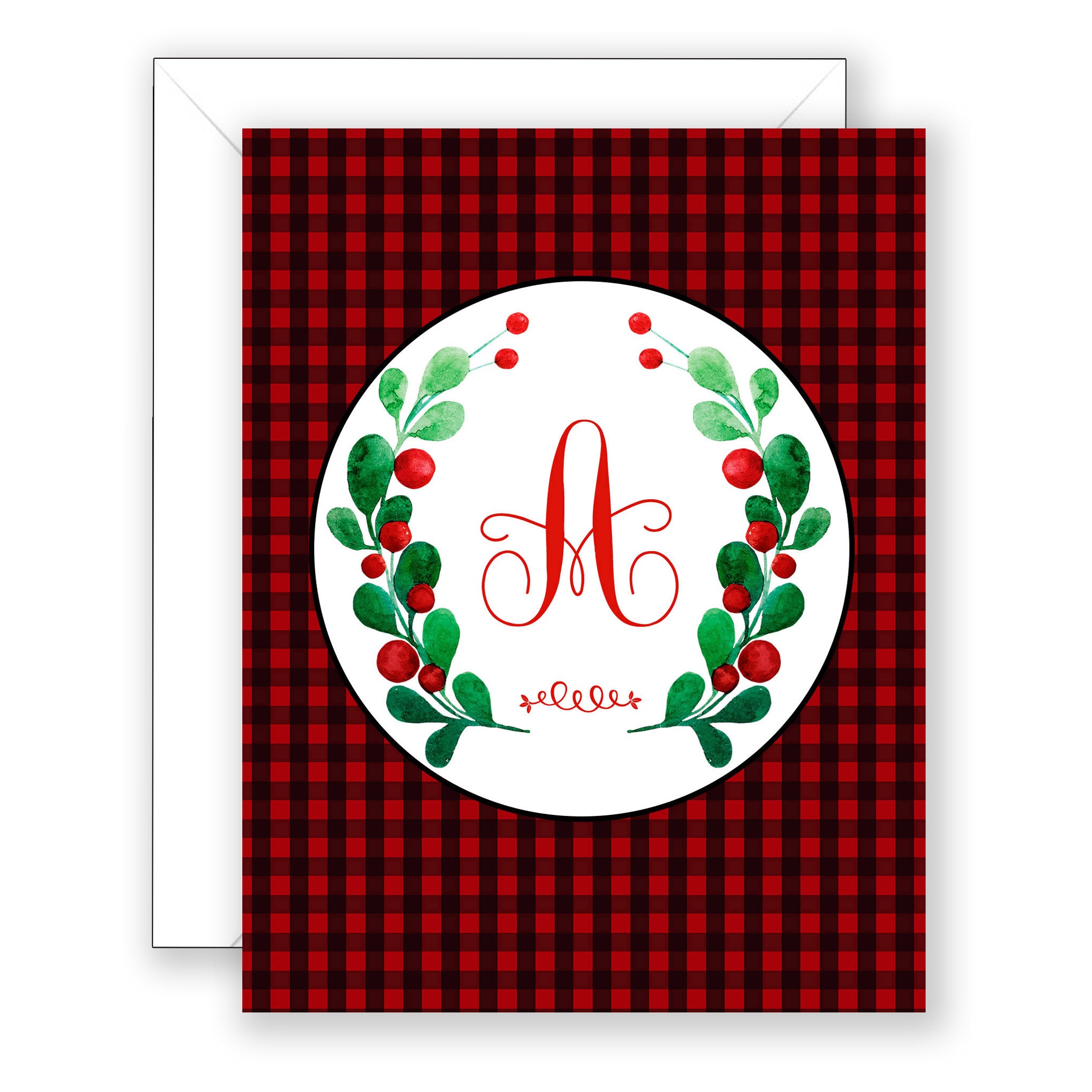 Red Berry Check Initial Folded Boxed Notes