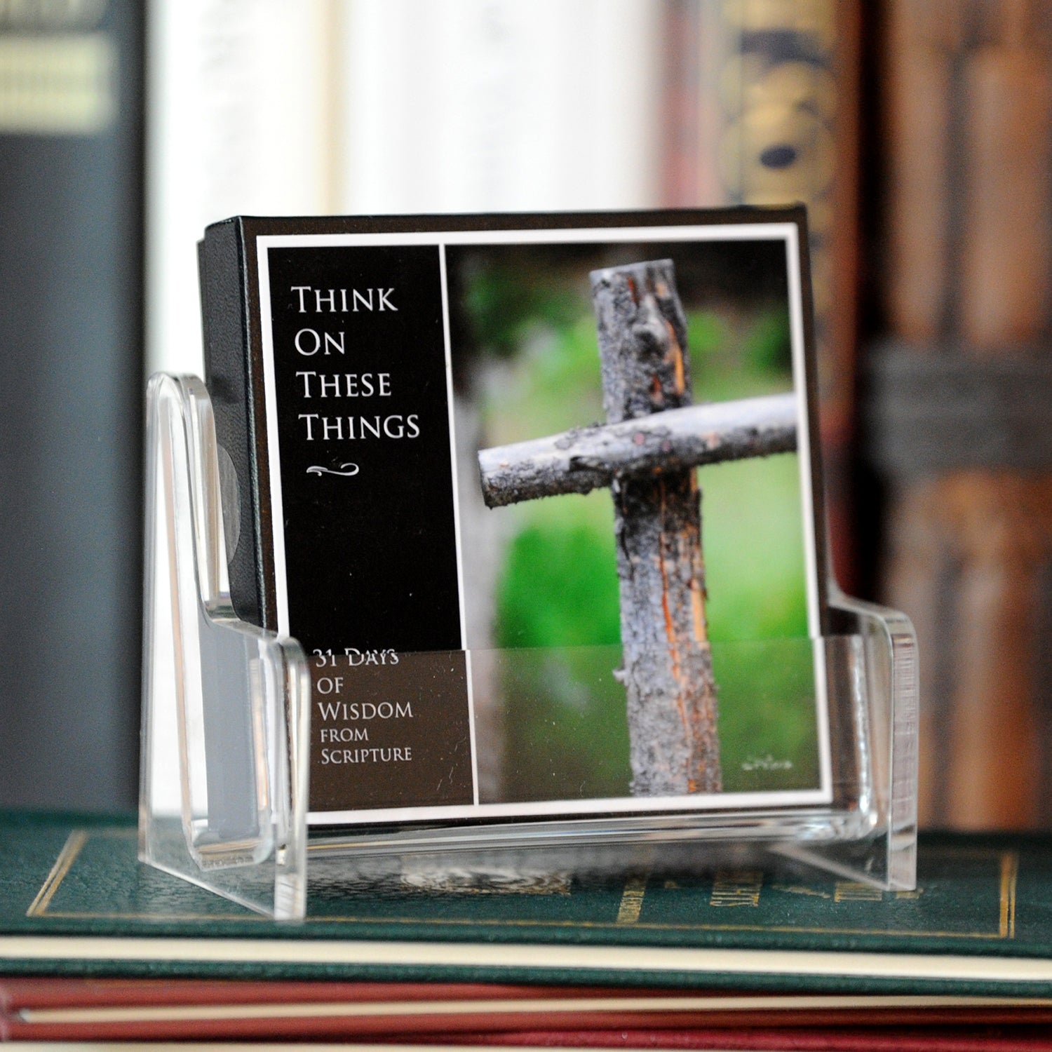 Think On These Things - 31 Days of Wisdom from Scripture Boxed Mini Print Collection with Acrylic Holder