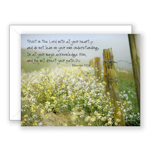 Trusting Him (Proverbs 3:5-6) - Encouragement Card (Blank)
